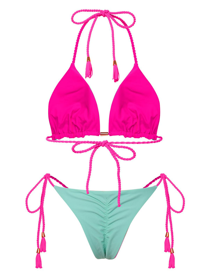 1950s Tie Back Backless Braided Bikini Set, vintage swimsuit, pin-up swimwear - perfect for women who love vintage and retro fashion