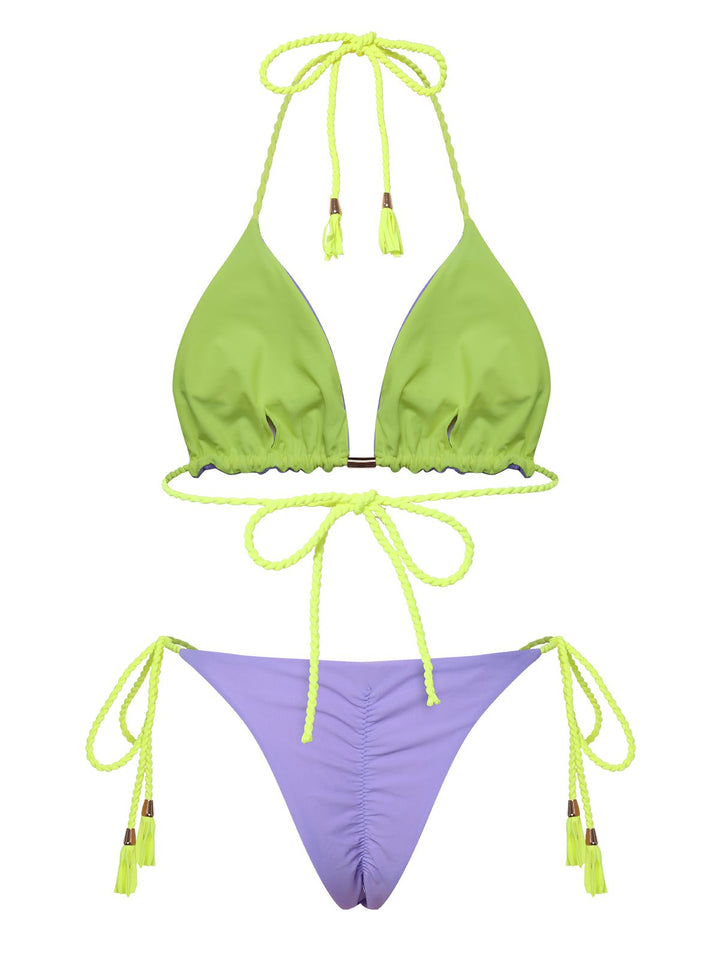 1950s Tie Back Backless Braided Bikini Set, vintage swimsuit, pin-up swimwear - perfect for women who love vintage and retro fashion