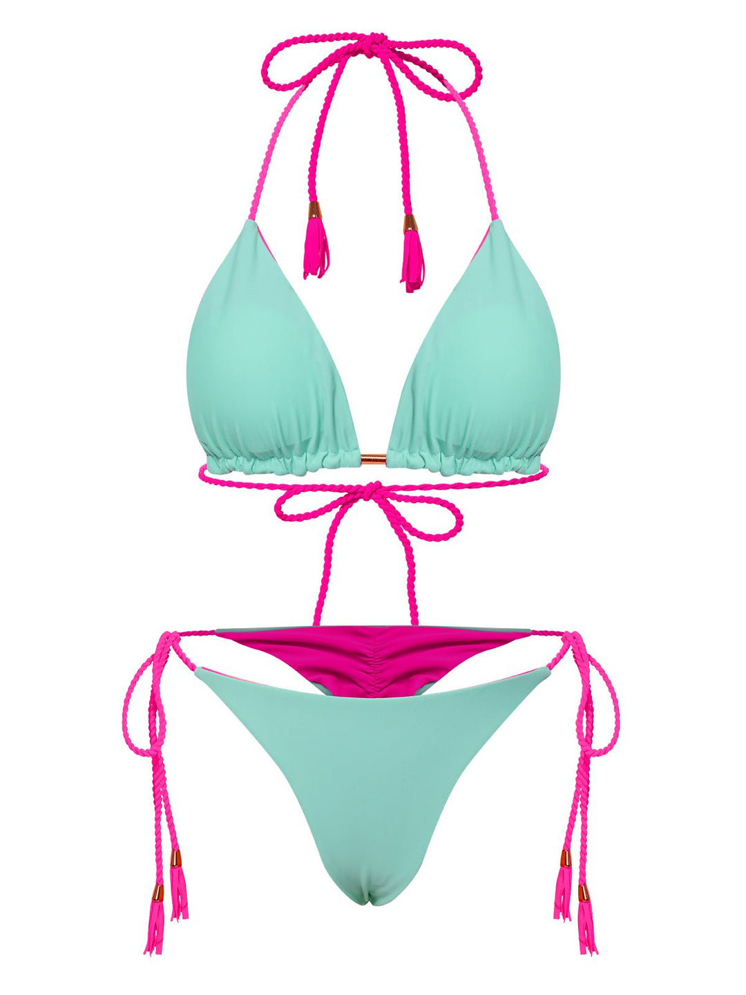 1950s Tie Back Backless Braided Bikini Set, vintage swimsuit, pin-up swimwear - perfect for women who love vintage and retro fashion