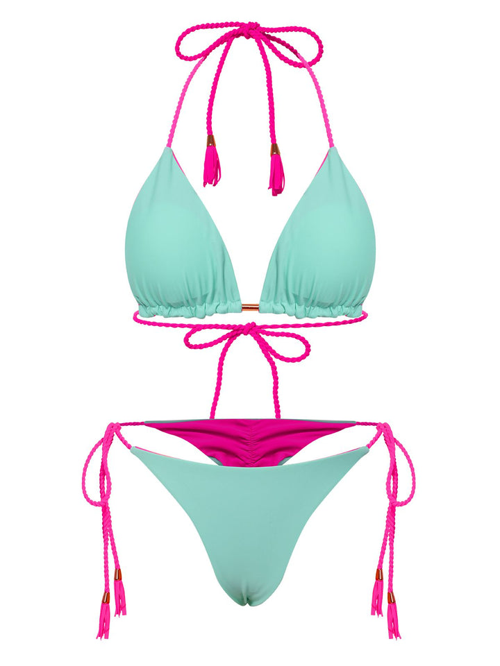 1950s Tie Back Backless Braided Bikini Set, vintage swimsuit, pin-up swimwear - perfect for women who love vintage and retro fashion