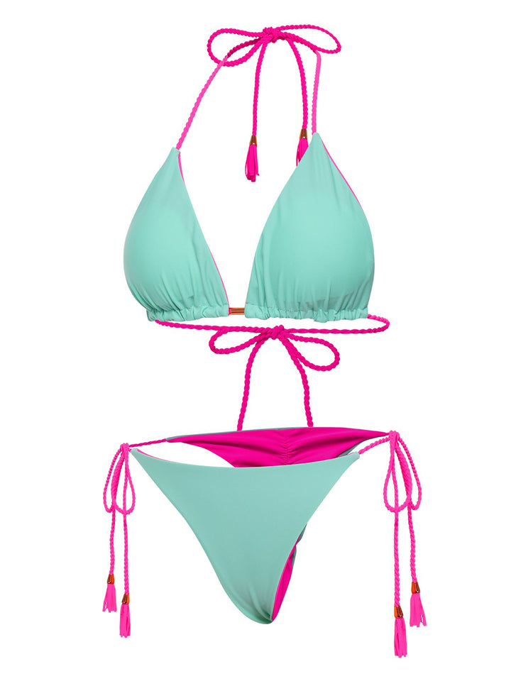 1950s Tie Back Backless Braided Bikini Set, vintage swimsuit, pin-up swimwear - perfect for women who love vintage and retro fashion