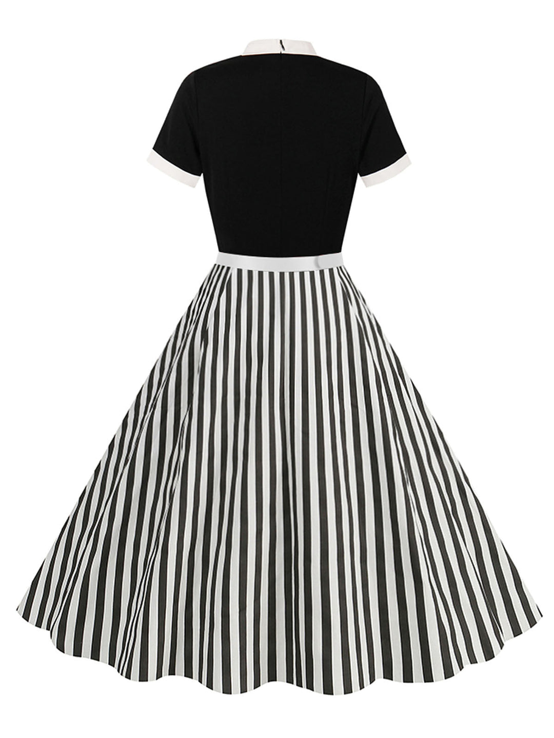 1950s Tie Neck Black &amp; White Stripes Belted Dress: where 1950s romance meets her modern spirit