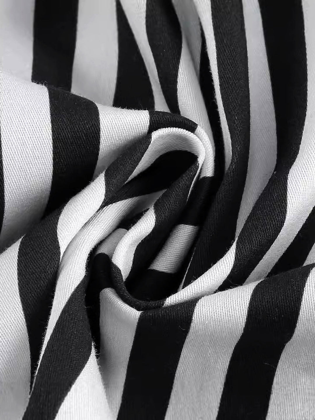 1950s Tie Neck Black &amp; White Stripes Belted Dress — a 1950s silhouette that turns sidewalks into runways