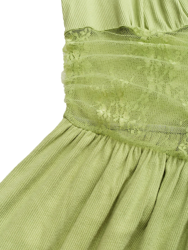 1950s Tie-Shoulder Lace Waist V-Neck Fit Romper - vintage jumpsuit, retro fashion