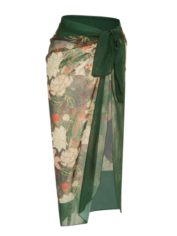 1950s Tropical Plant Patchwork Bikini Set &amp; Cover-Up: 1950s Riviera elegance, reimagined for her