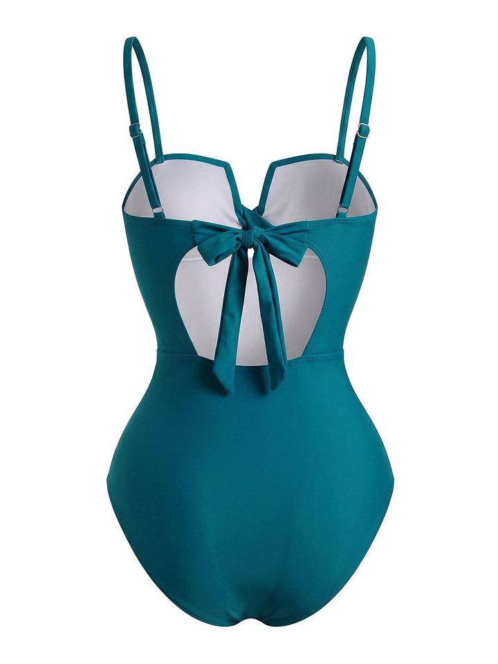 Twist-Front-Tropical-Leaf-Print-One-Piece-Swimsuit, vintage, retro, swimwear