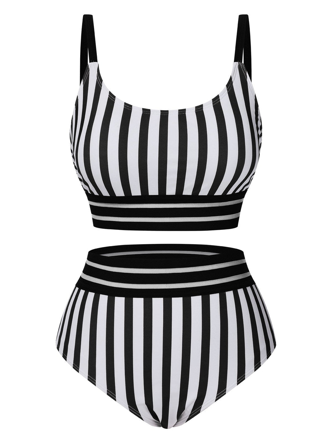 1950s UNeck Vertical Stripes Straps | 1950s | vintage swimsuit, retro beachwear