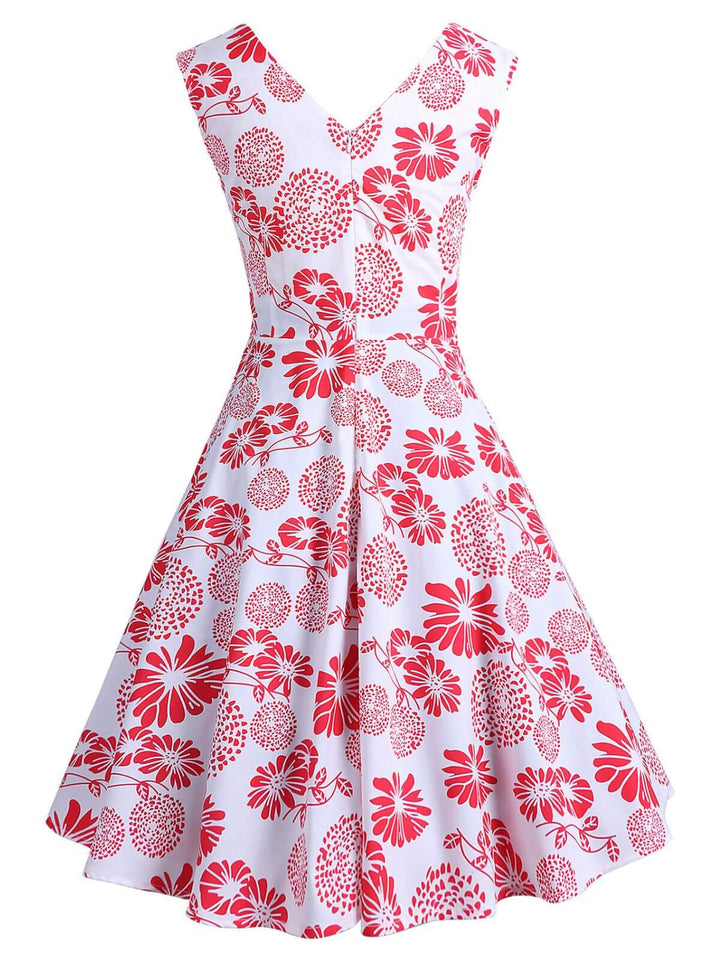 1950s V-Neck All Over Print Swing Dress, vintage dress, retro fashion, rockabilly, pin-up fashion - perfect for women who love vintage and retro fashion