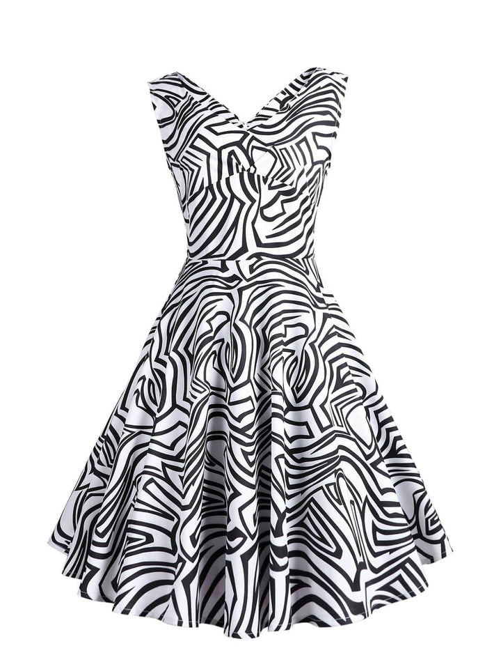 1950s V-Neck All Over Print Swing Dress, vintage dress, retro fashion, rockabilly, pin-up fashion - perfect for women who love vintage and retro fashion