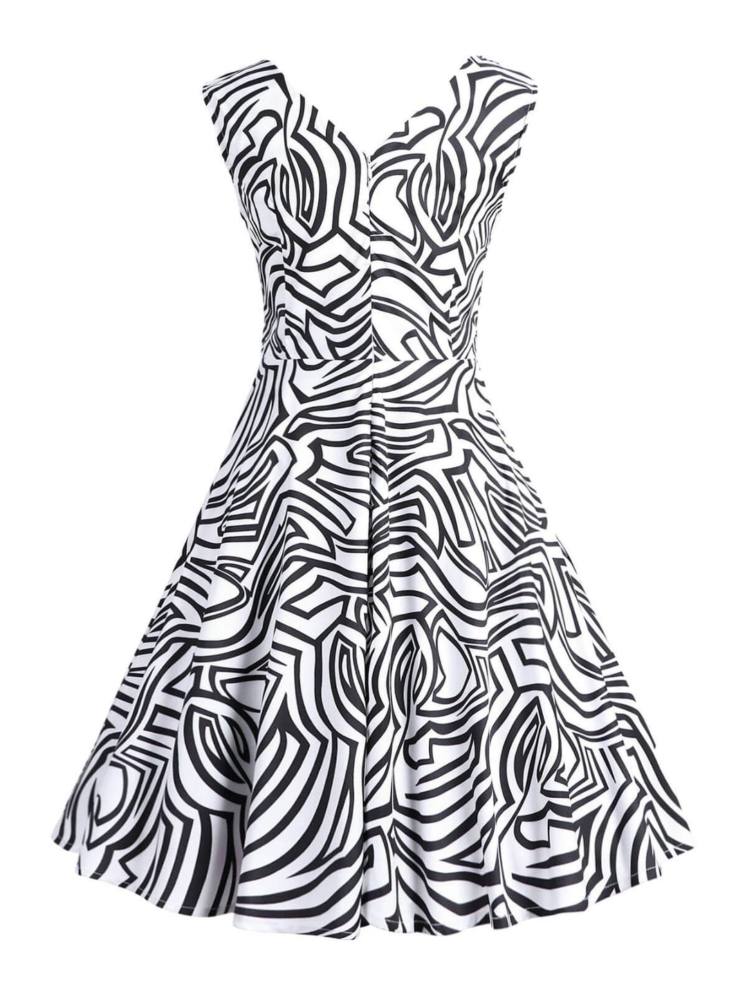 1950s V-Neck All Over Print Swing Dress, vintage dress, retro fashion, rockabilly, pin-up fashion - perfect for women who love vintage and retro fashion