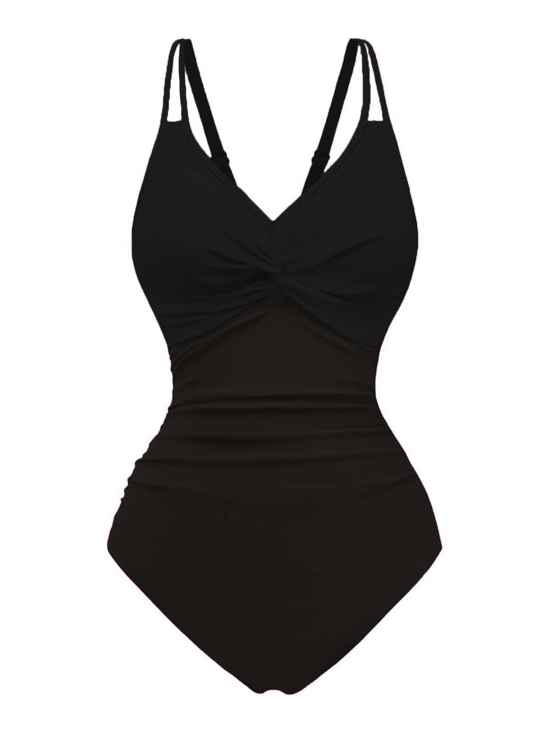 1950s V-Neck Color Patchwork One-Piece Swimsuit - vintage swimwear, retro swimsuit, pin-up style for vintage lovers