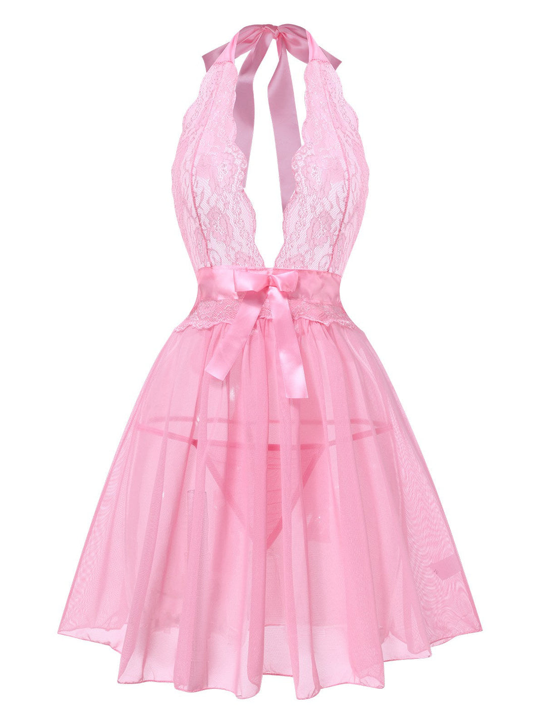 V-Neck Halter Lace Sheer Nightgown — the kind of dress that makes strangers smile