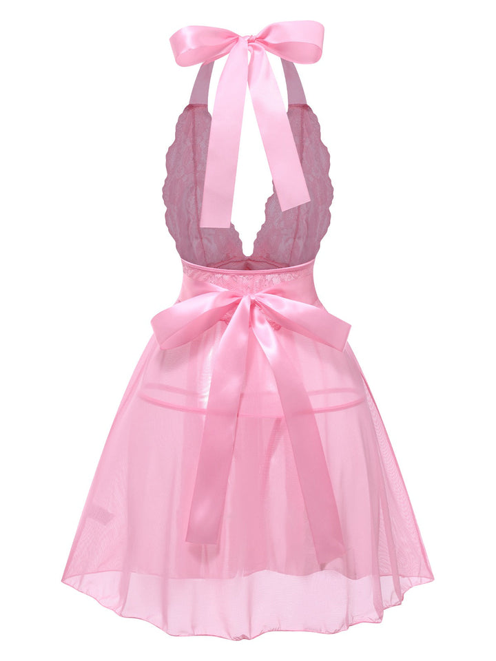 VNeck Halter Lace Sheer | | vintage dress, retro fashion