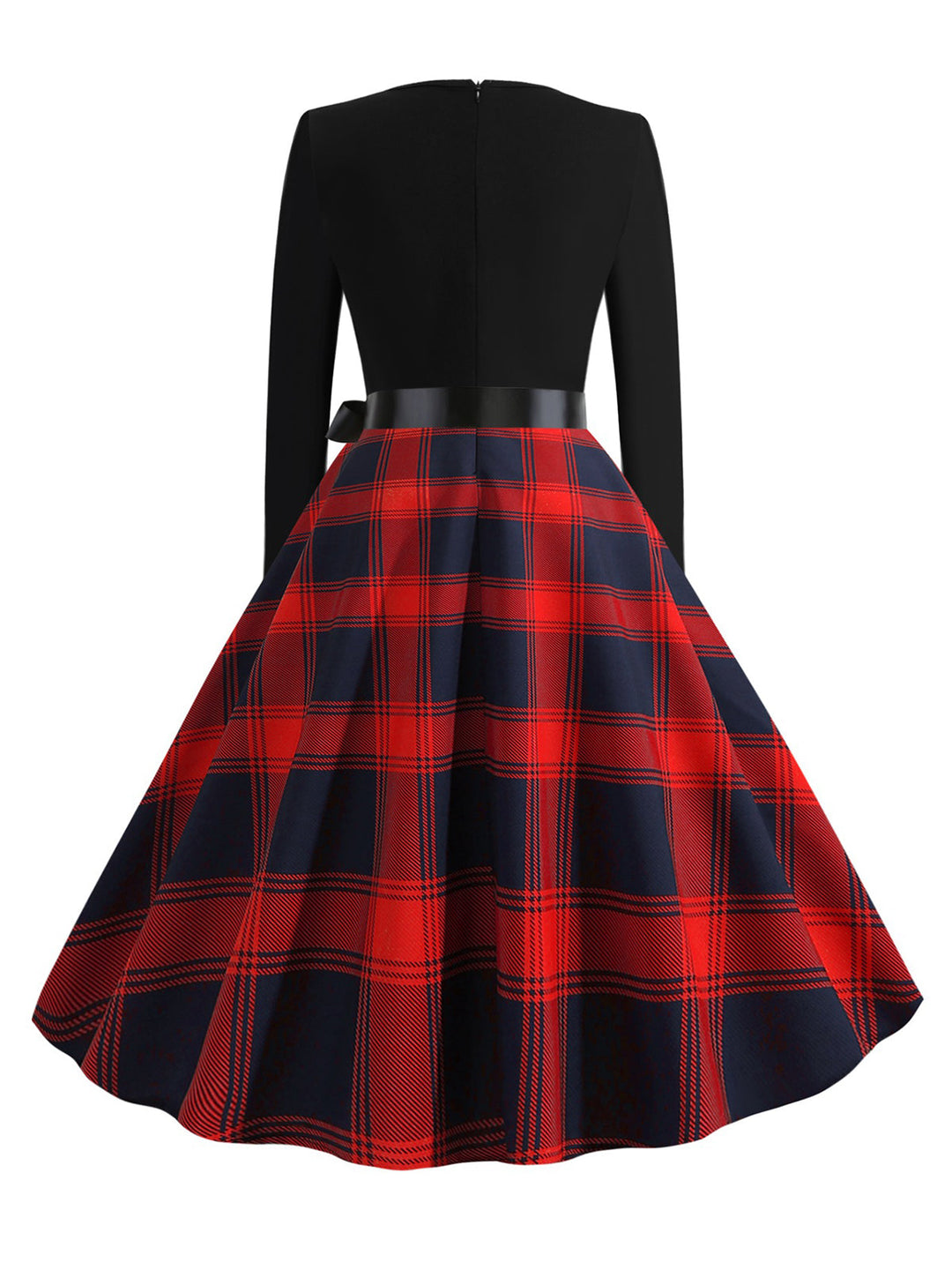 This 1950s V-Neck Long Sleeves Plaid Swing Dress wraps her in 1950s elegance, one twirl at a time