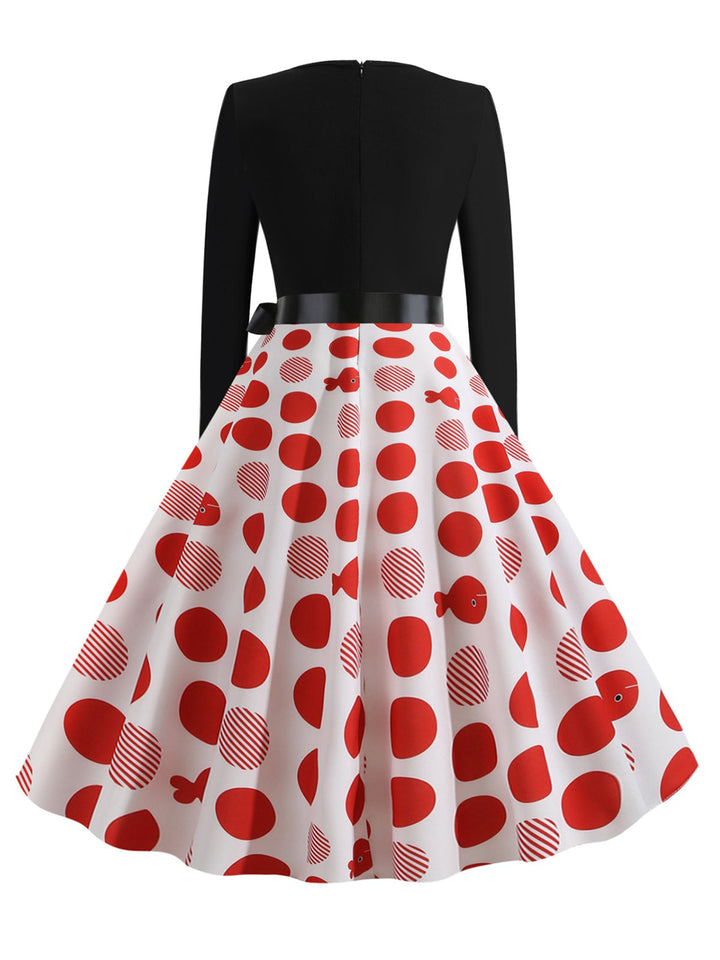 1950s V-Neck Long Sleeves Plaid Swing Dress, vintage dress, retro fashion, rockabilly, pin-up fashion - perfect for women who love vintage and retro fashion