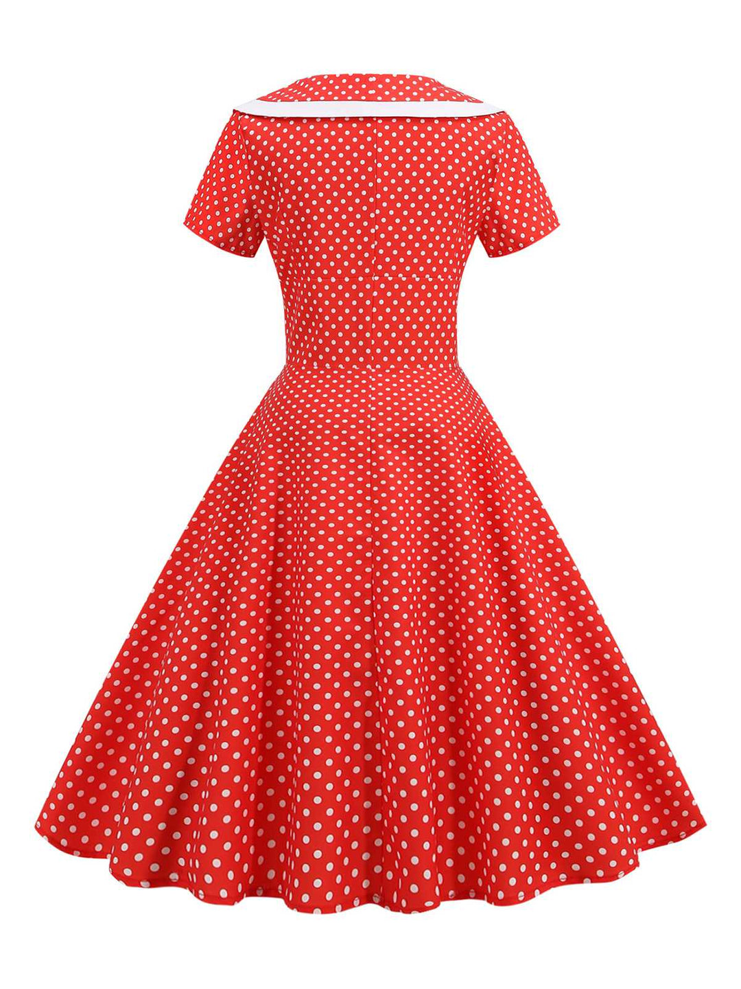 1950s V-Neck Polka Dots Swing Dress, vintage dress, retro fashion, rockabilly, pin-up fashion - perfect for women who love vintage and retro fashion