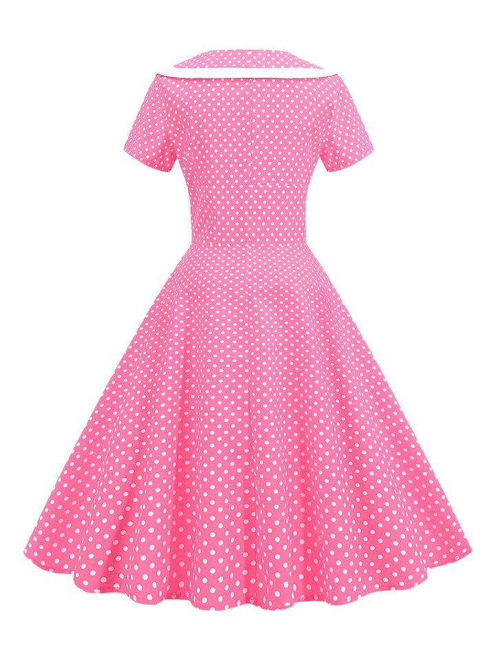 1950s V-Neck Polka Dots Swing Dress, vintage dress, retro fashion, rockabilly, pin-up fashion - perfect for women who love vintage and retro fashion