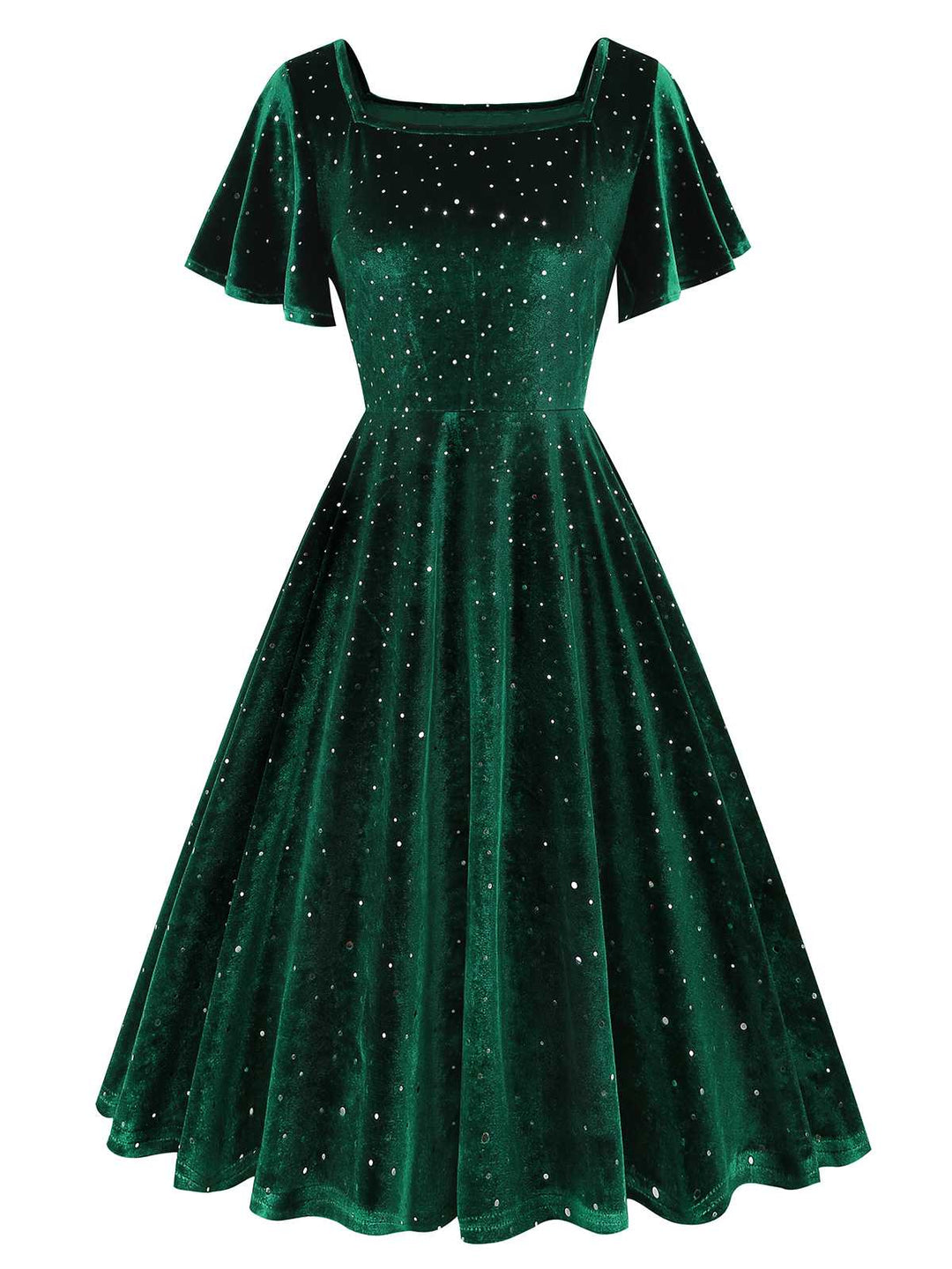 This 1950s Velvet Sparkling Solid A-Line Dress wraps her in 1950s elegance, one twirl at a time