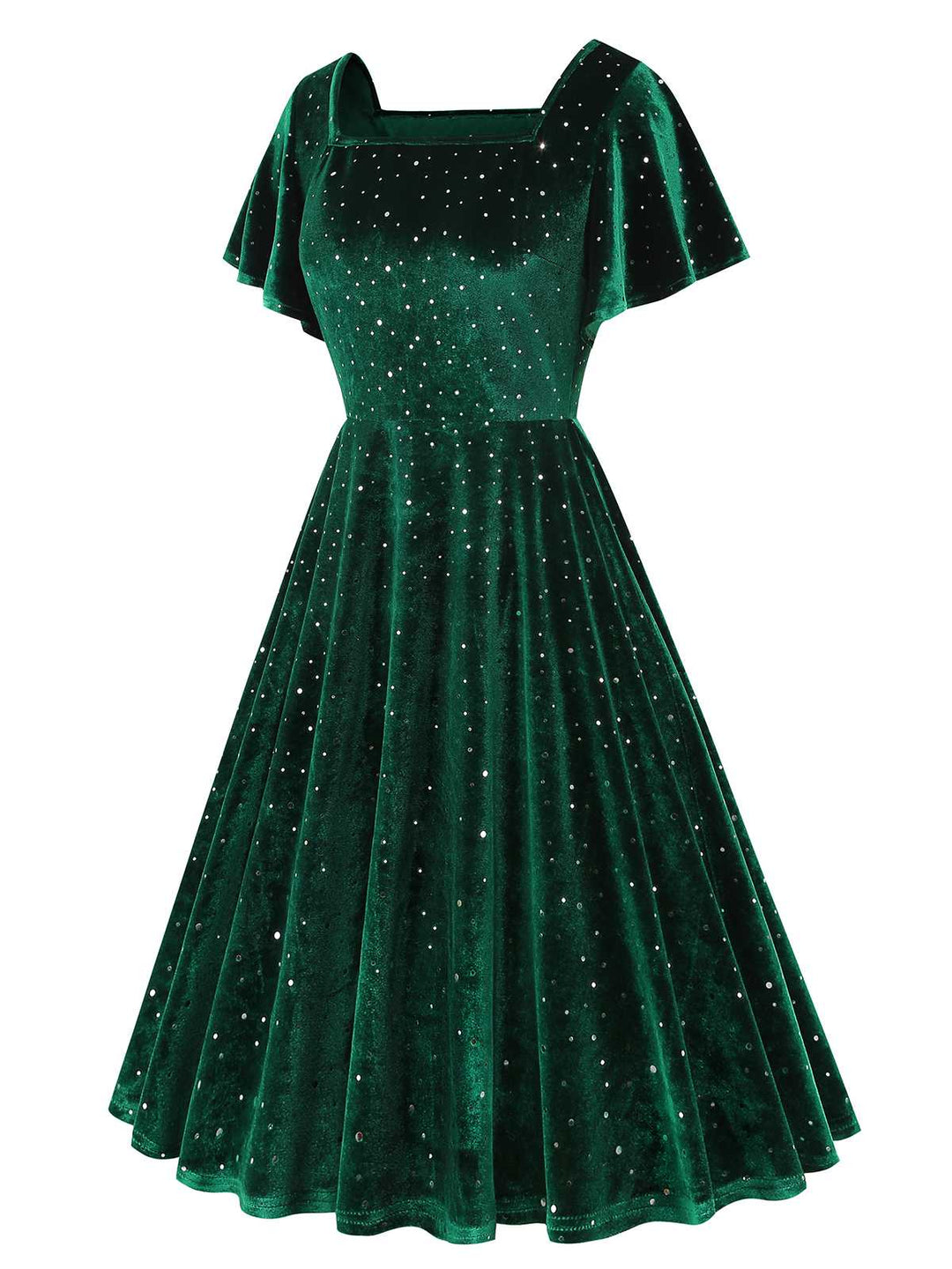 1950s Velvet Sparkling Solid A-Line Dress — the kind of 1950s dress that makes strangers smile