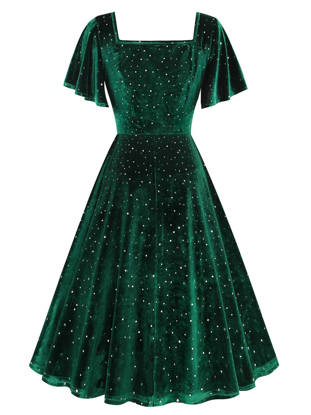 1950s Velvet Sparkling Solid A-Line Dress — a 1950s silhouette that turns sidewalks into runways