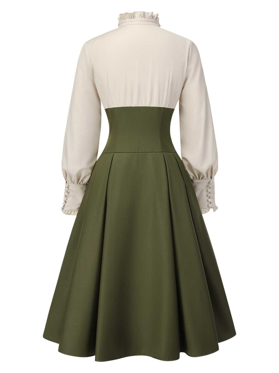 1950s Victorian Bow Tie Ruffled Long Sleeve Dress - vintage dress, retro fashion, rockabilly