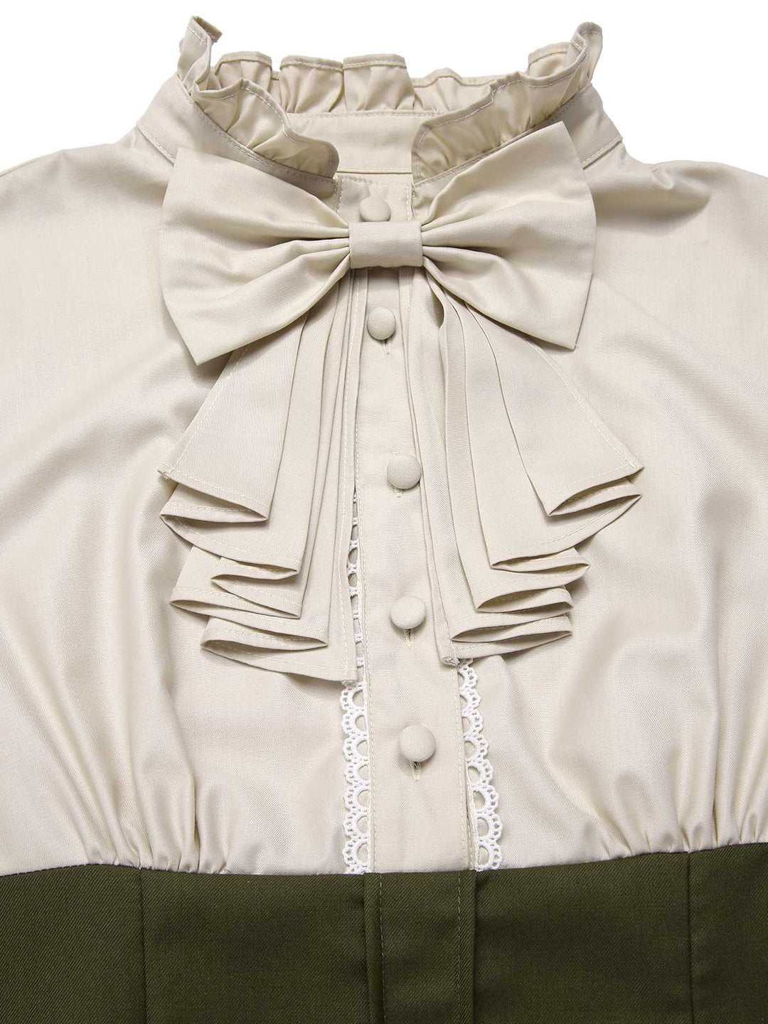 1950s Victorian Bow Tie Ruffled Long Sleeve Dress - vintage dress, retro fashion, rockabilly
