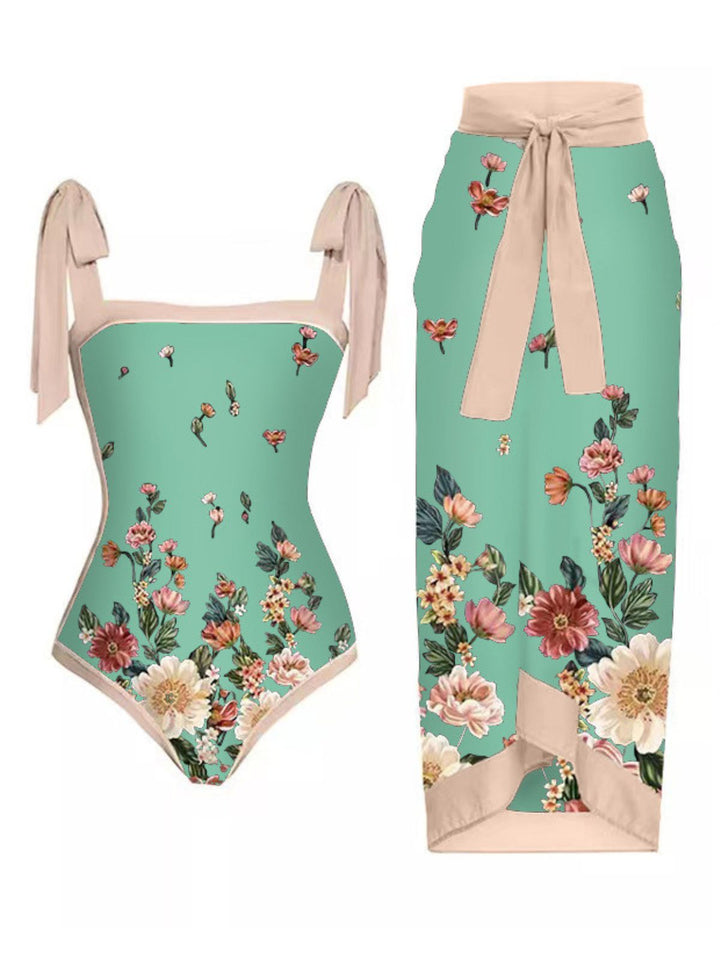 1950s Vintage Floral Swimsuit &amp; Cover-Up, vintage swimsuit, pin-up swimwear - perfect for women who love vintage and retro fashion