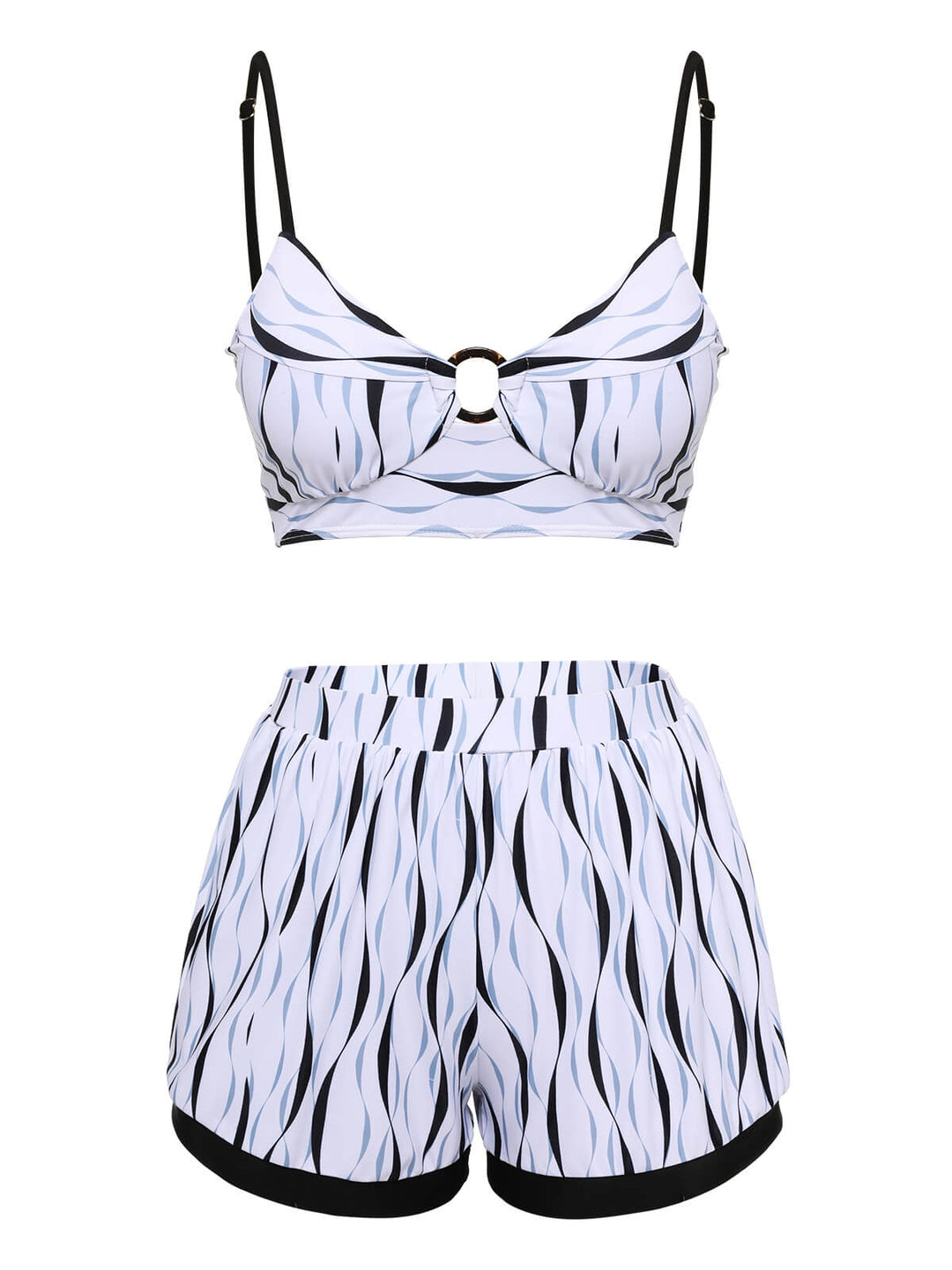 1950s Water Ripple Patchwork Strap Swimsuit, vintage swimsuit, pin-up swimwear - perfect for women who love vintage and retro fashion