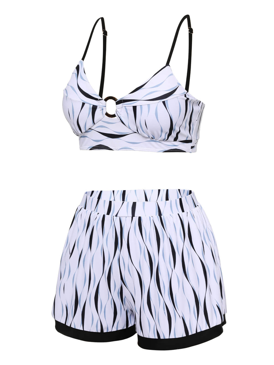 1950s Water Ripple Patchwork Strap Swimsuit, vintage swimsuit, pin-up swimwear - perfect for women who love vintage and retro fashion