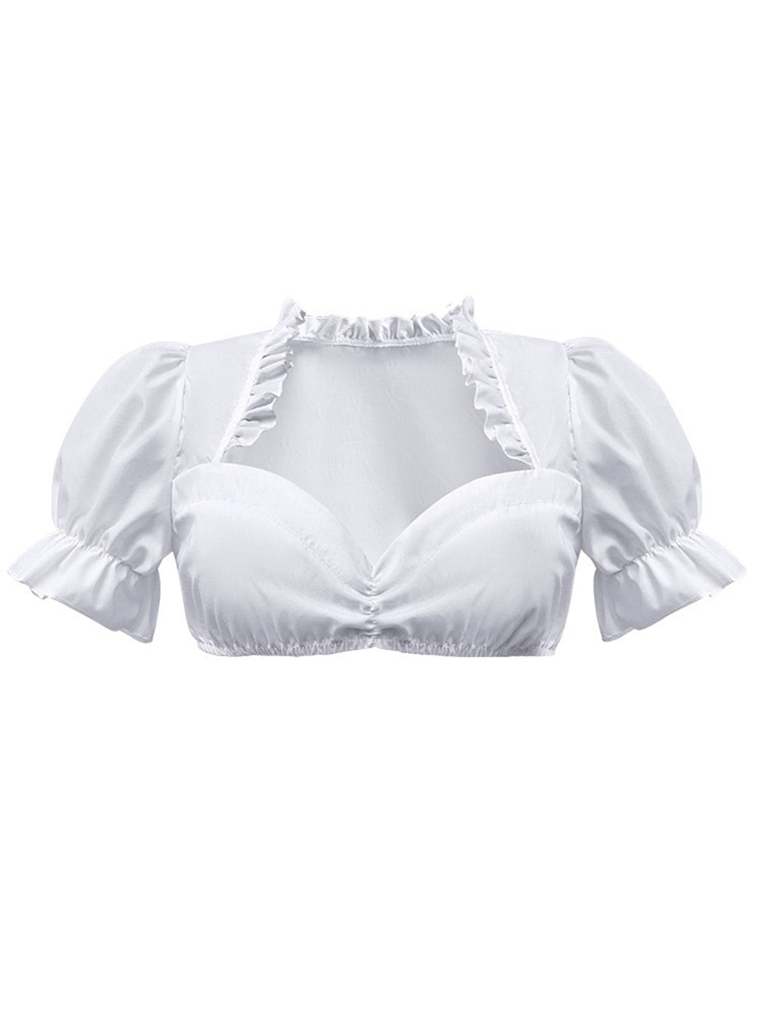 White 1950s Solid Sweetheart Neck Puff Sleeve Crop Top - vintage fashion, retro style, pure white