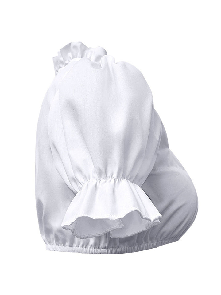White 1950s Solid Sweetheart Neck Puff Sleeve Crop Top - vintage fashion, retro style, pure white