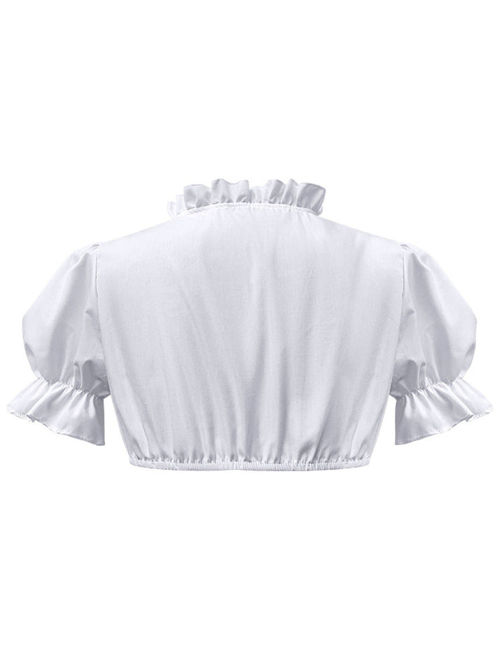 White 1950s Solid Sweetheart Neck Puff Sleeve Crop Top - vintage fashion, retro style, pure white