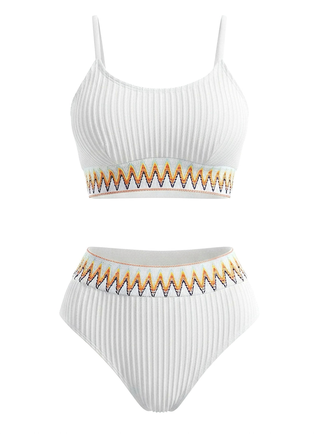 1950s Zigzag Pattern High-waisted Ribbed Bikini - vintage fashion, retro style