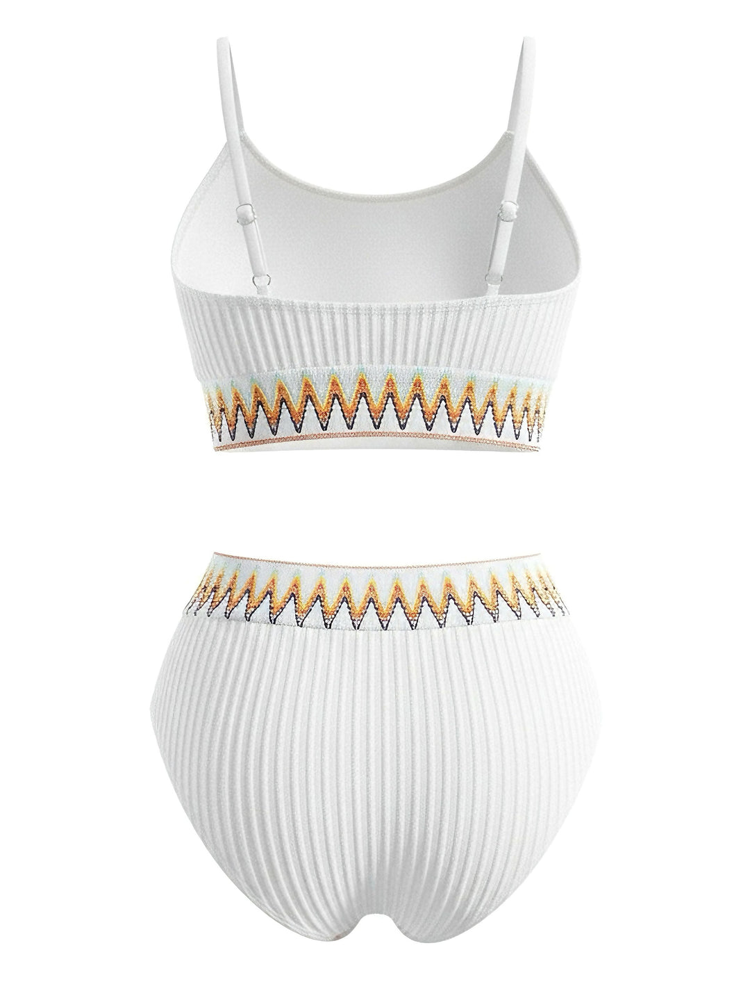 1950s Zigzag Pattern High-waisted Ribbed Bikini - vintage fashion, retro style