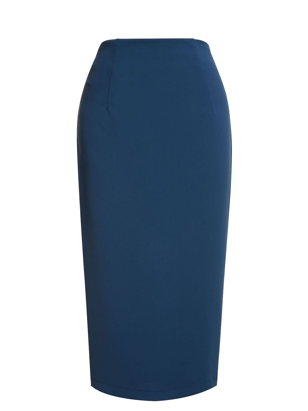 2PCS Navy Blue 1960s Stand Collar Shirt &amp; Solid Wrap Skirts - vintage skirt, style