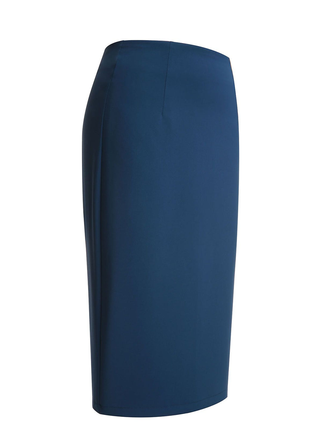 2PCS Navy Blue 1960s Stand Collar Shirt &amp; Solid Wrap Skirts - vintage skirt, style