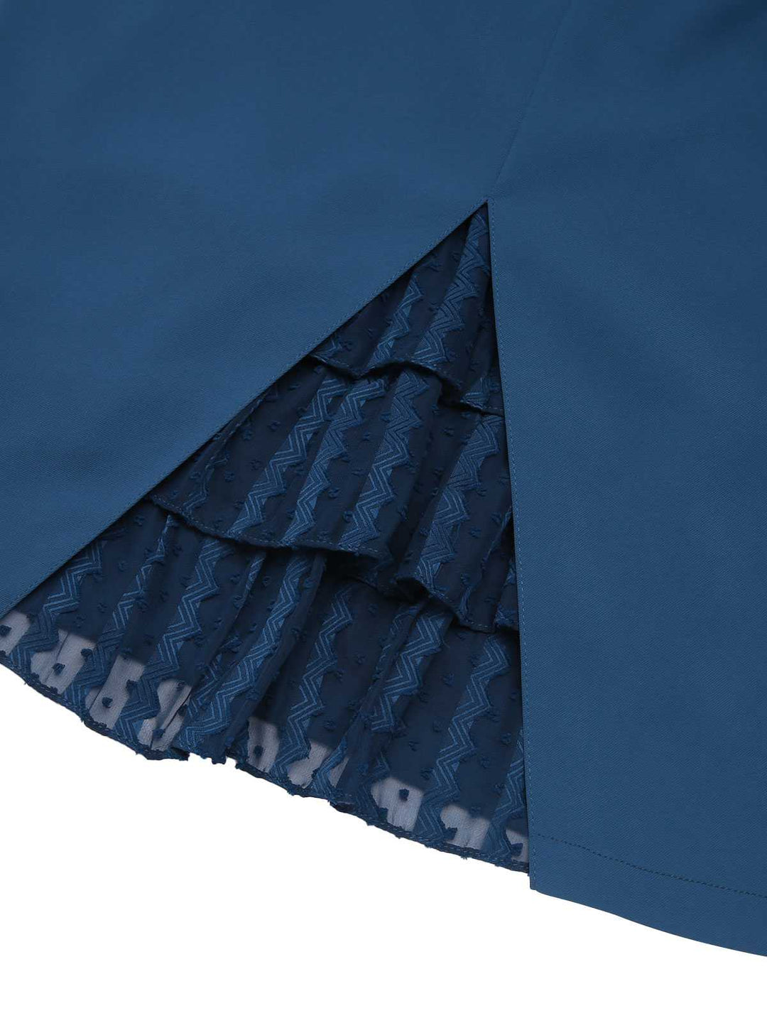 2PCS Navy Blue 1960s Stand Collar Shirt &amp; Solid Wrap Skirts - vintage skirt, style