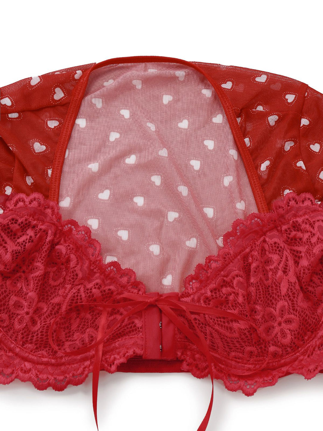 2PCS Red Heart Bow Ruffled Valentine&