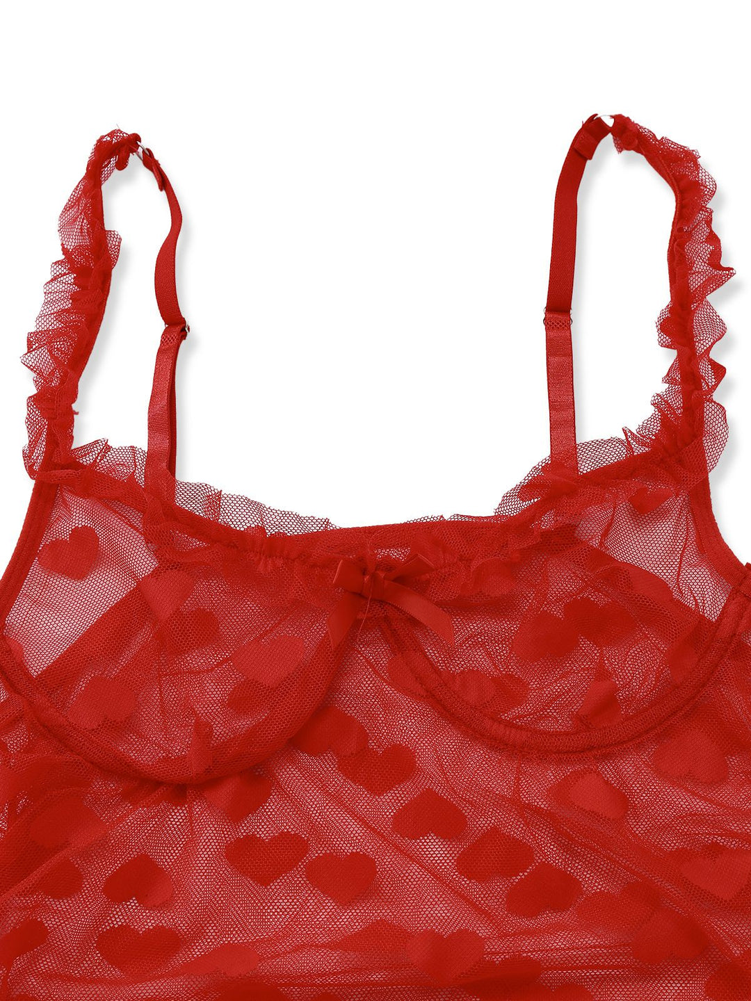 2PCS Red Heart Bow Ruffled Valentine&