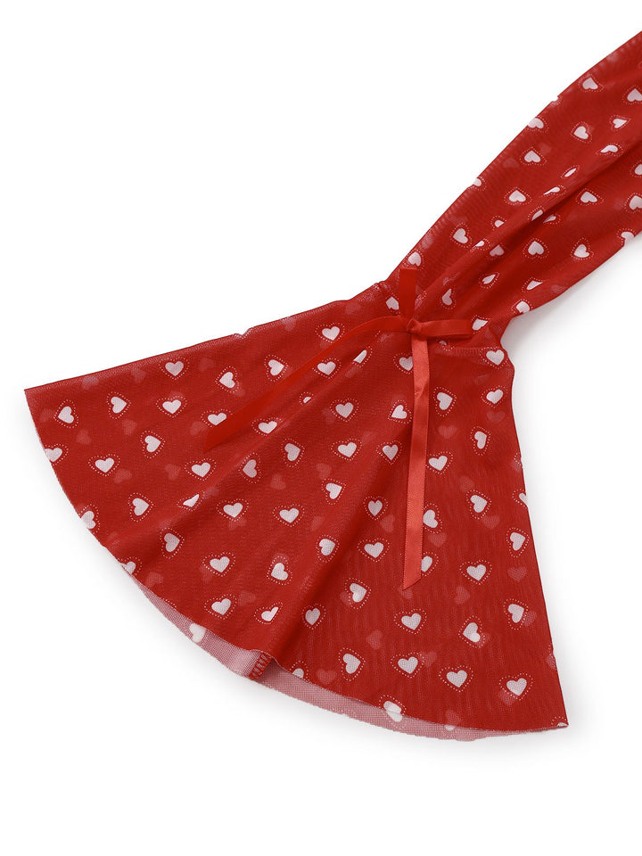 2PCS Red Heart Bow Ruffled Valentine&