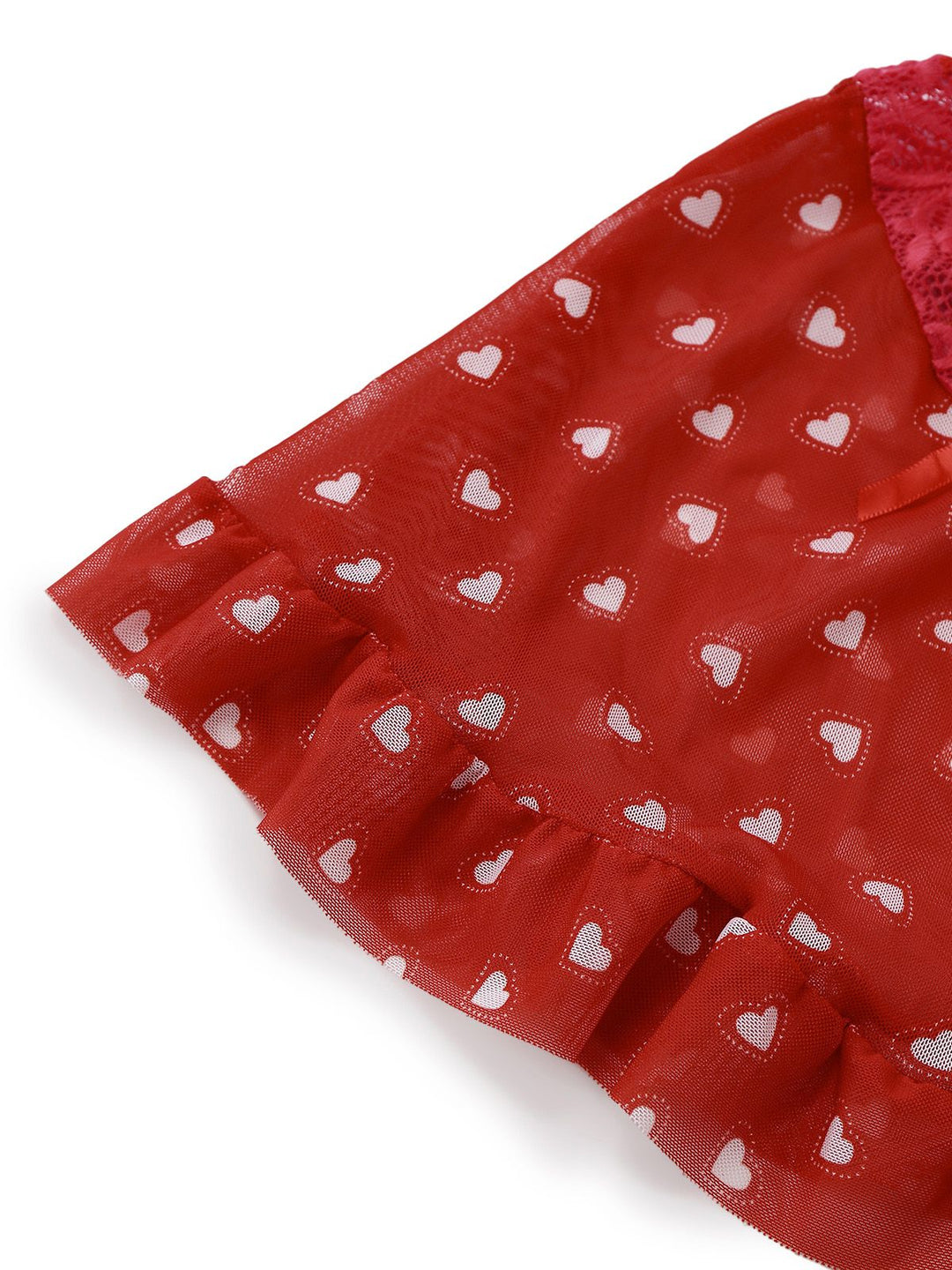 2PCS Red Heart Bow Ruffled Valentine&