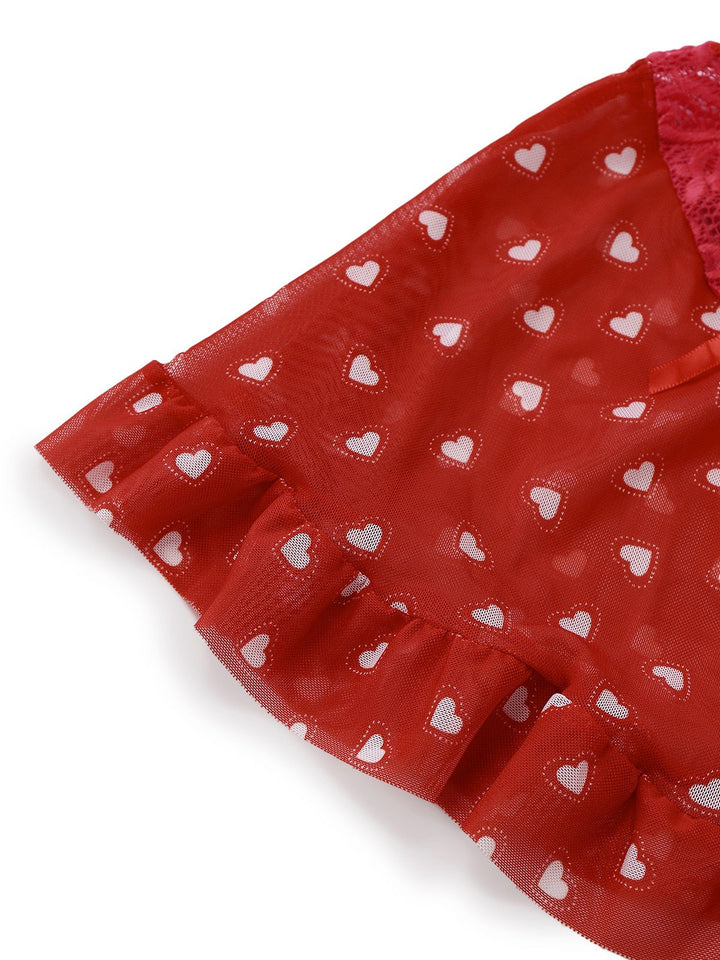 2PCS Red Heart Bow Ruffled Valentine&