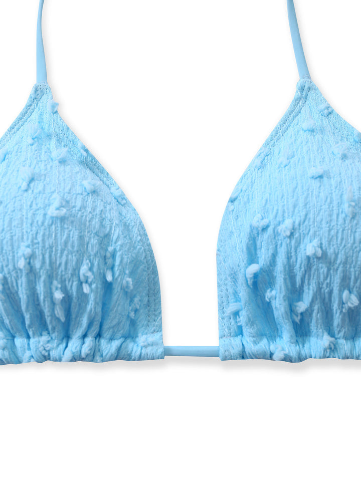 3PCS Sky Blue 1960s Triangle Bikini &amp; Tie Shorts Set - vintage fashion, retro style