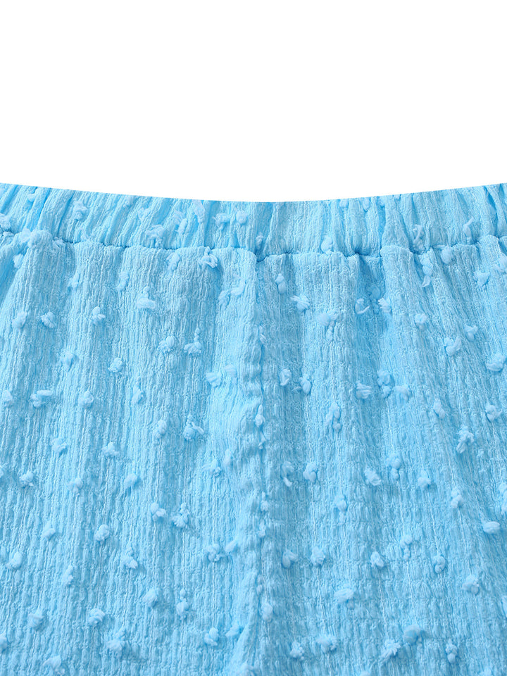 3PCS Sky Blue 1960s Triangle Bikini &amp; Tie Shorts Set - vintage fashion, retro style