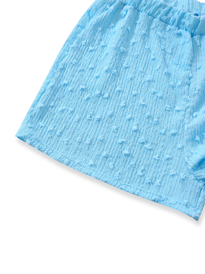 3PCS Sky Blue 1960s Triangle Bikini &amp; Tie Shorts Set - vintage fashion, retro style