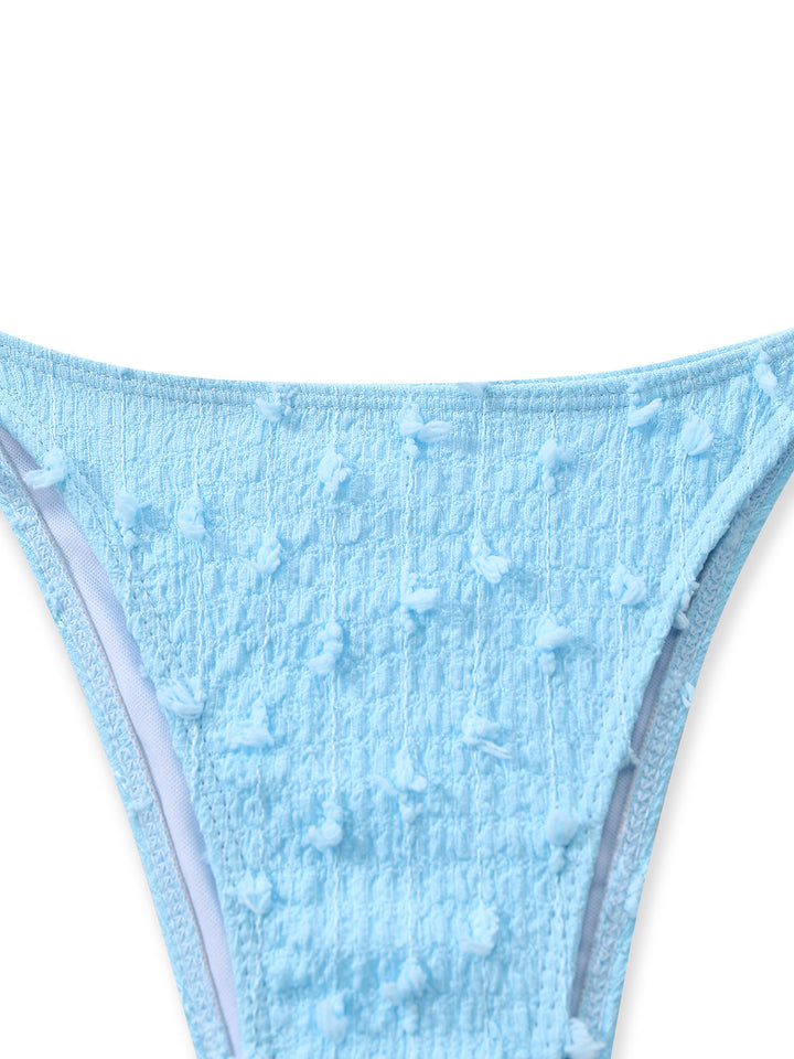 3PCS Sky Blue 1960s Triangle Bikini &amp; Tie Shorts Set - vintage fashion, retro style
