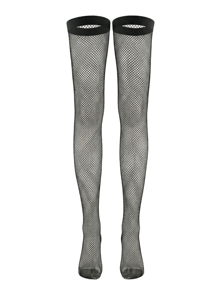 Black 1960s Lace Bow Corset Lingerie Set with Fishnet Stockings - vintage fashion, retro style, classic black