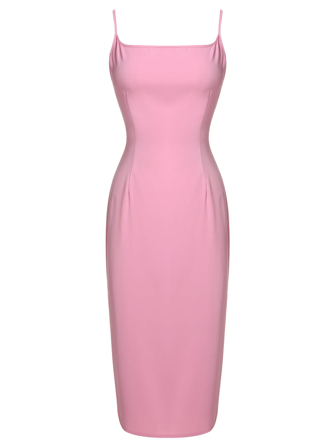 2PCS Pink 1960s Lapel Bowknot Blouse &amp; Solid Spaghetti Strap Dress - vintage dress, retro fashion