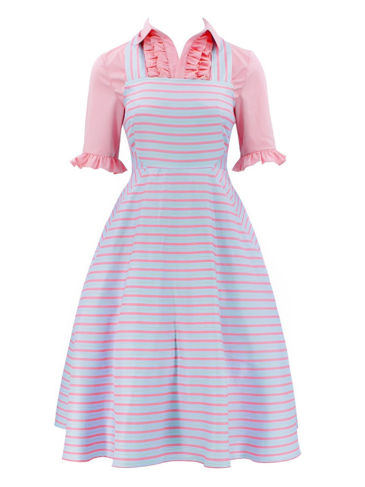 2PCS 1960s Wicked Solid Blouse &amp; Irregular Stripes Dress - vintage dress, retro fashion