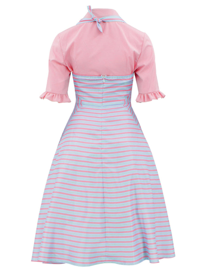 2PCS 1960s Wicked Solid Blouse &amp; Irregular Stripes Dress - vintage dress, retro fashion